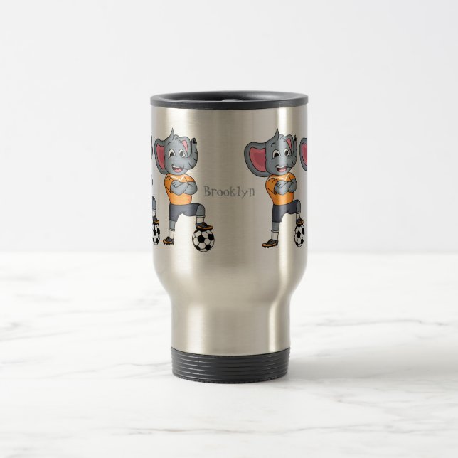 Taza De Viaje Elephant soccer player cartoon illustration (Centro)