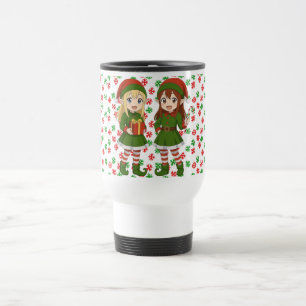 Taza De Viaje Elfos de Navidad de anime lindos