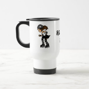 Taza De Viaje Emisión de Derby del rodillo blanco y negro