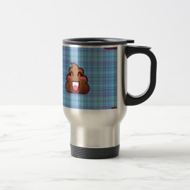 Taza De Viaje emoji de caca de plaid (Derecha)