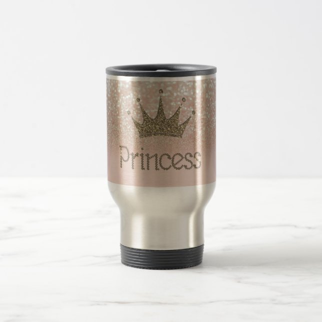 Taza De Viaje Encantadora Moda Tiara, princesa, Purpurina Bokeh (Centro)