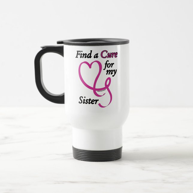 Taza De Viaje Encontrar una cura/corazón/hermana... Cáncer de ma (Izquierda)