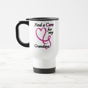 Taza De Viaje Encuentra una cura/corazón/abuela... Cáncer de mam
