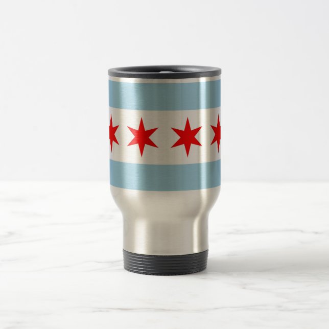 Taza De Viaje Encuentro de Viajes con Bandera de Chicago - Estad (Centro)