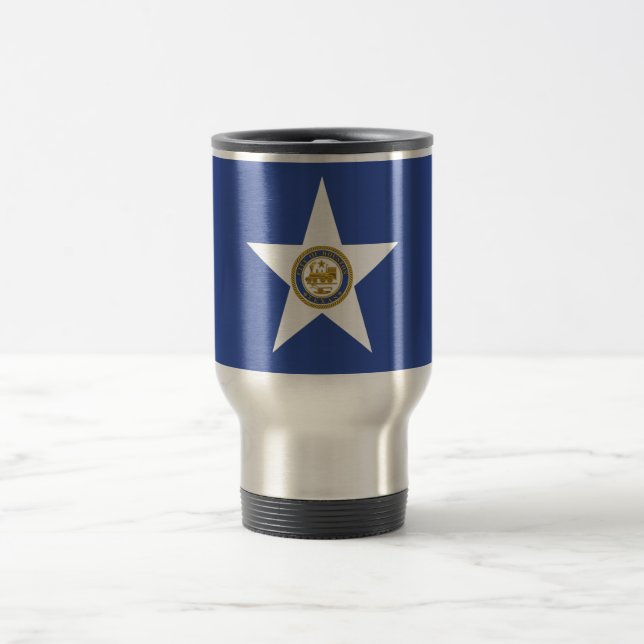Taza De Viaje Encuentro de Viajes con Bandera de Houston, Texas, (Centro)