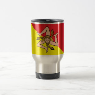 Taza De Viaje Encuentro de Viajes con Bandera de Sicilia, Italia