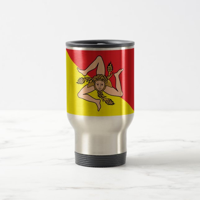 Taza De Viaje Encuentro de Viajes con Bandera de Sicilia, Italia (Centro)