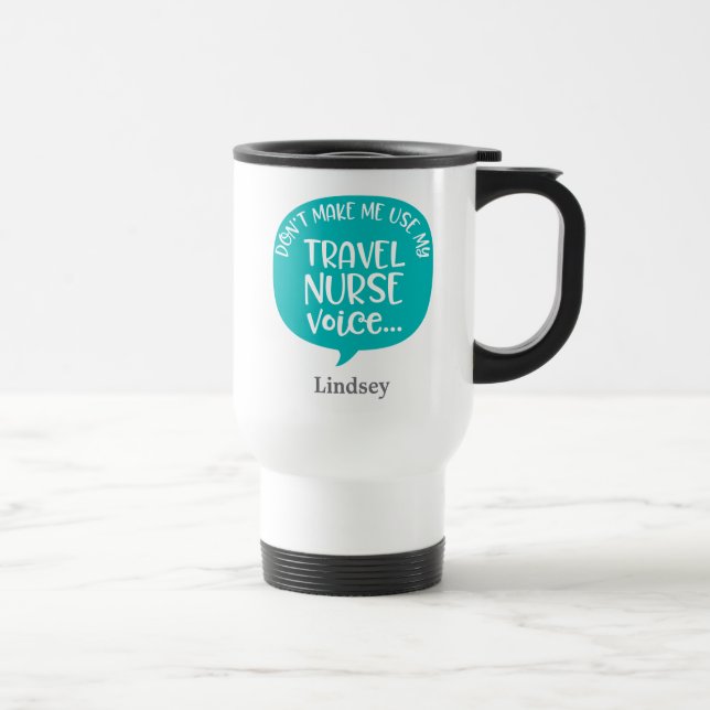 Taza De Viaje Enfermera de viaje divertida y personalizada (Derecha)
