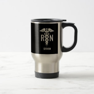 Taza De Viaje Enfermera inscrita Personalizado Médico Negro Cad