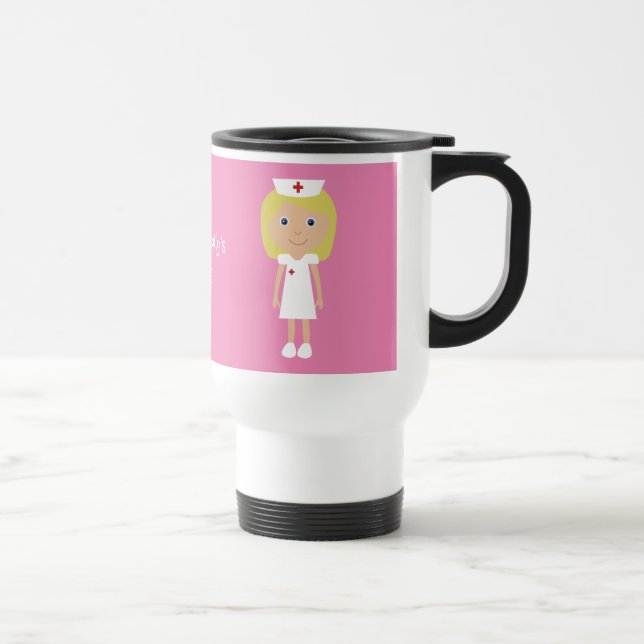 Taza De Viaje Enfermera linda del dibujo animado personalizada (Derecha)