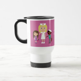 Taza De Viaje Enfermera linda del dibujo animado y rosa del