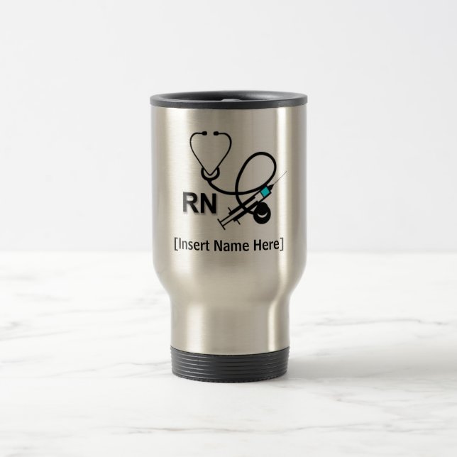 Taza De Viaje Enfermera personalizada con estetoscopio y transpl (Centro)
