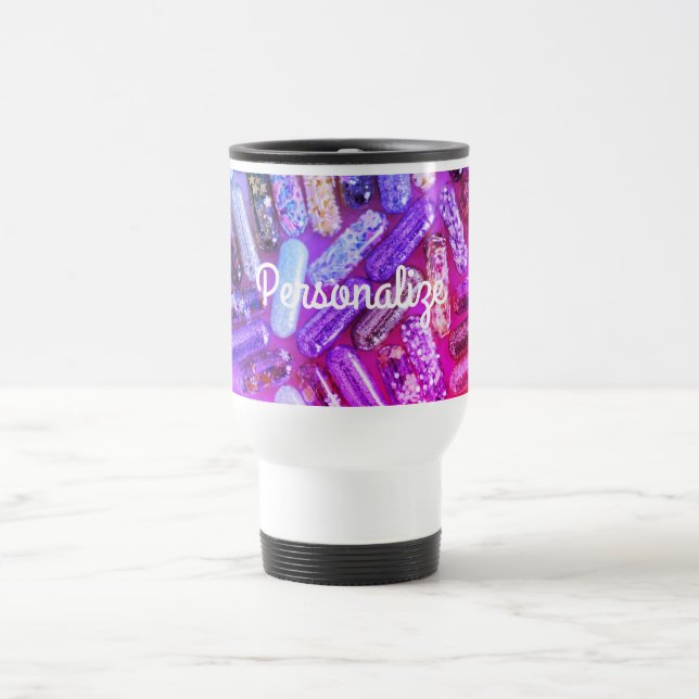 Taza De Viaje Enfermera purpurina apariencia medicación píldora  (Centro)