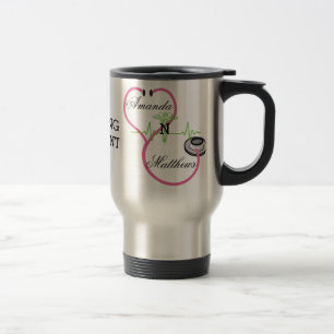 Taza De Viaje Enfermería Estetioscopio Rosa Nombre del alumno C