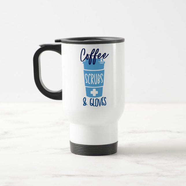 Taza De Viaje Enfermero de café y guantes (Izquierda)