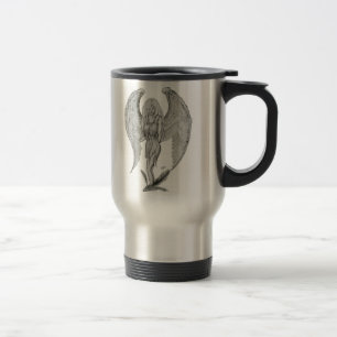 Taza De Viaje Engel Bleistiftzeichnung Diseño en blanco y negro