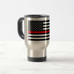 Taza De Viaje enrarezca la línea roja bombero los E.E.U.U. del