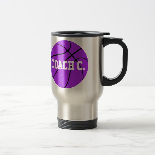 Taza De Viaje Entrenador violeta de baloncesto de personalizable (Derecha)