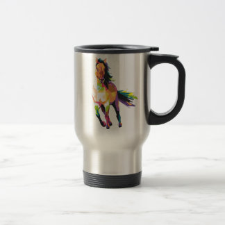 Taza De Viaje Equestrian corriente colorido del semental del