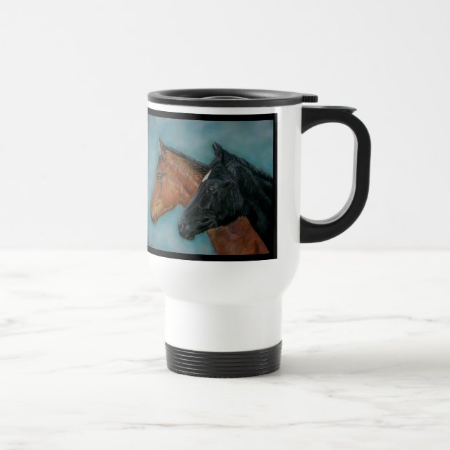 Taza De Viaje equino negro de castaño de cacao (Derecha)