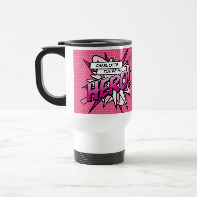 Taza De Viaje Eres mi HERO Fun Retro Cómic Libro Pop Art (Izquierda)