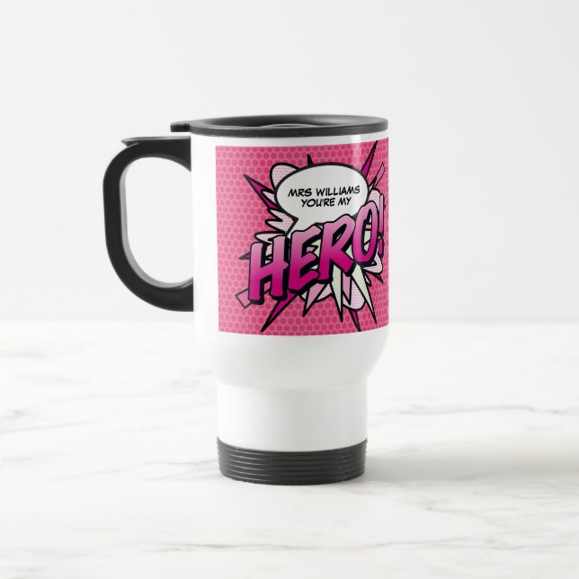 Taza De Viaje Eres mi HERO Fun Retro Cómic Pop Art (Izquierda)