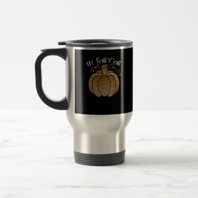Taza De Viaje Es Fall Y'all Leopard Print Pumpkin Rustic Happy (Izquierda)