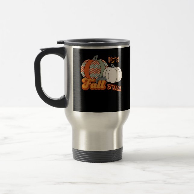 Taza De Viaje Es otoño, divertido patrón de calabazas de Chevron (Izquierda)