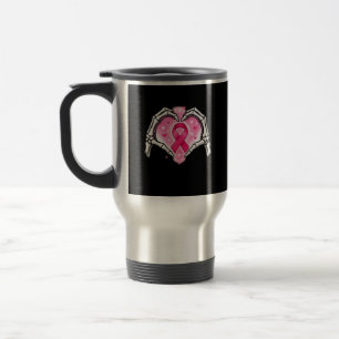 Taza De Viaje Esbozo de cáncer de mama Mano Rótulo de corazón Ci
