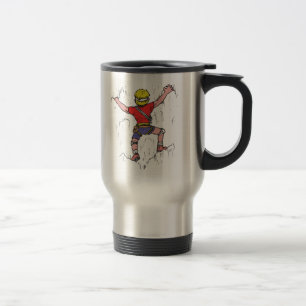 Taza De Viaje Escalador de roca que sube en la camiseta