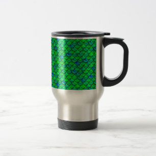Taza De Viaje Escalas azules verdes caídas