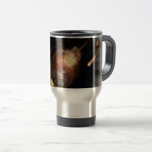 Taza De Viaje Escapada de arte fractal asteroide apocalipsis (Anverso derecho)