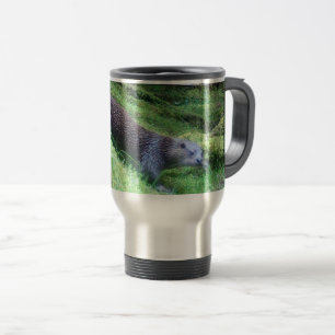 Taza De Viaje Escena Natural de Animales en Agua Tranquila de Nu