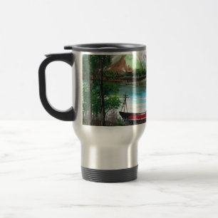 Taza De Viaje Escenario de paisaje de primavera dibujado a mano-