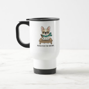 Taza De Viaje Escritura Creativa Cachorro Francés Estudio Bulldo