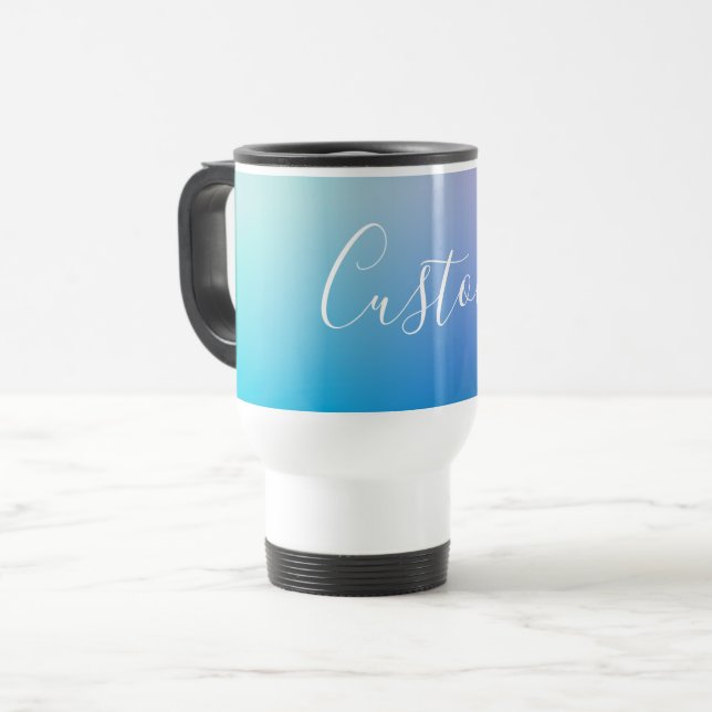 Taza De Viaje Escritura de guiones editable moderna | Ombre colo (Anverso izquierdo)