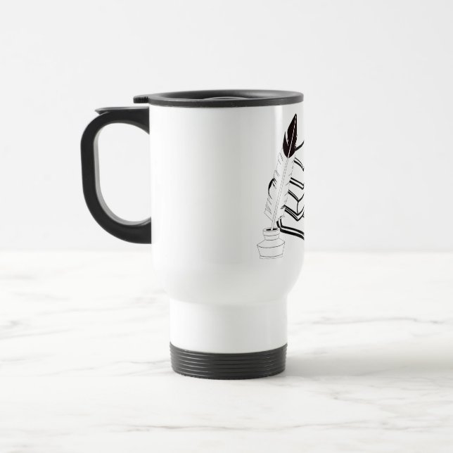 Taza De Viaje Escritura o educación en blanco y negro (Izquierda)