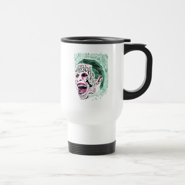 Taza De Viaje Escuadrón suicida | Esbozo de cabeza de bromista d (Derecha)