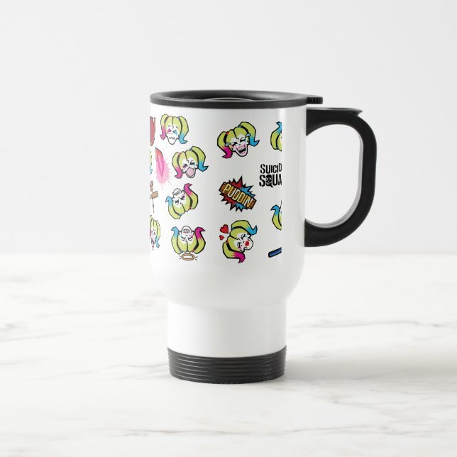 Taza De Viaje Escuadrón suicida | Patrón de Emoji Harley Quinn (Derecha)