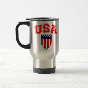 Taza De Viaje Escudo de la bandera estadounidense patriótica de