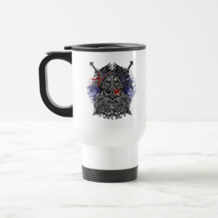 Taza De Viaje Espadas de Odin ravens Bandera de Viking Mythology