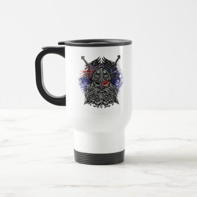 Taza De Viaje Espadas de Odin ravens Bandera de Viking Mythology (Izquierda)