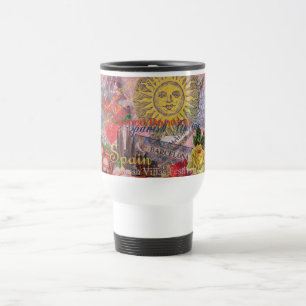 Taza De Viaje España Vintage Sol Viaje Collage Retro Europa