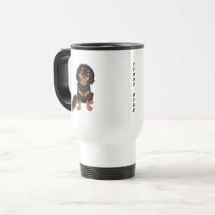 Taza De Viaje Español de advertencia de negro y Tan personaliza