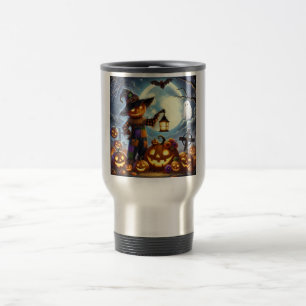 Taza De Viaje Espantapájaros y calabazas de Halloween