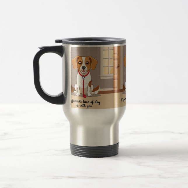 Taza De Viaje Esperándote para ser feliz – Amor Perruno Ilustrad (Izquierda)