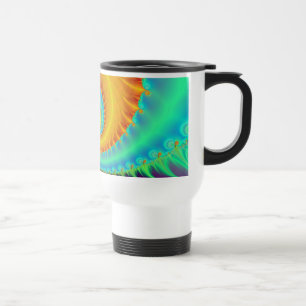 Taza De Viaje Espiral dentada en turquesa y oro