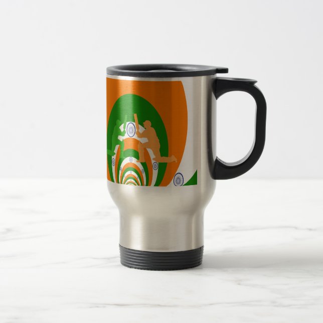 Taza De Viaje Espíritu de críquet de la India: diseño abstracto (Derecha)