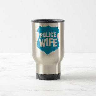 Taza De Viaje ESPOSA de la policía con el escudo de la insignia