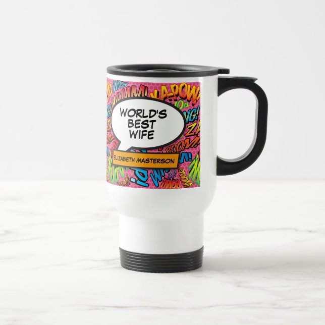Taza De Viaje Esposa Divertida Moderna historieta retro libro po (Derecha)